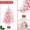 2FT Artificial Christmas Tree Pink Tabletop (Pink) 12"D x 12"W x 24"H
